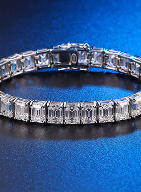 一克拉祖母绿切割莫桑钻排钻手链