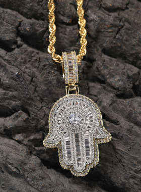 上帝之手小手掌满钻吊坠项链