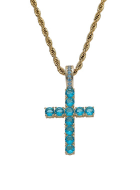 ICEBLING蓝色安卡十字架项链