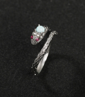 S925纯银开口蛇环戒指指环