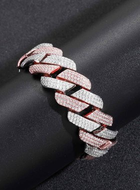 ICEBLING玫瑰金拼色粗古巴手链