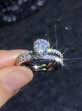 S925纯银双排莫桑钻女士戒指