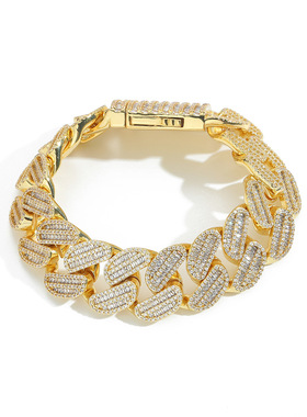 20MM圆弧T方钻混镶满钻古巴手链