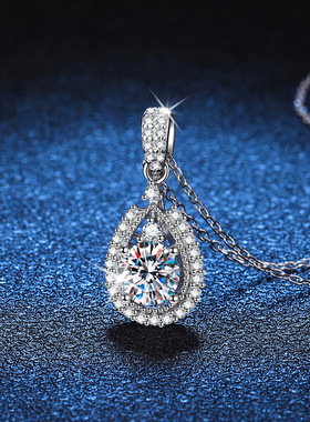 水滴型微镶纯银莫桑钻锁骨链