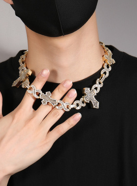 满钻十字架8字无限循环古巴链