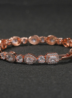 银色满钻几何手链男小众设计