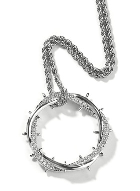 带刺花冠锆石满钻吊坠项链