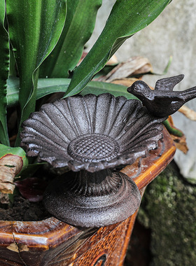 跨境新品欧式复古铸铁葵花喂鸟器站立式鸟食盆喂食器花园杂货装饰