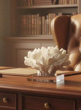 欧美轻奢树脂工艺珊瑚雕像摆件百搭家居电视柜背景墙电视柜桌面装