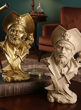 跨境树脂工艺抽象海盗船长雕塑造型摆件办公室客厅玄关艺术品装饰