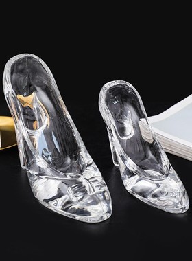 北欧简约透明水晶玻璃鞋摆件家居客厅电视柜装饰品浪漫情人节礼物
