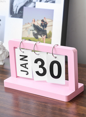 北欧简约木质日历摆件家居台历ins创意客厅餐厅办公桌面装饰摆件