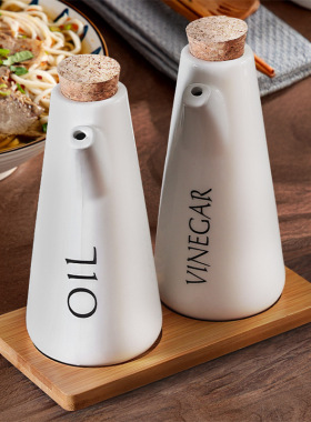 日式家用陶瓷密封酱油瓶醋瓶调味瓶摆件调味罐子套装家用厨房调味