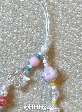HHHgugu手机链条学生透色五角星ccd短挂绳包包手机链钥匙扣饰品