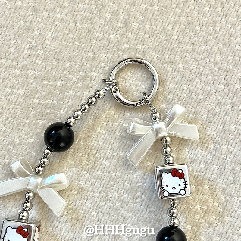 HHHgugu手机链条可爱KT猫方块蝴蝶结短挂绳挂链手机链钥匙扣饰品,淘宝优惠券,粉丝福利购,淘宝优惠卷