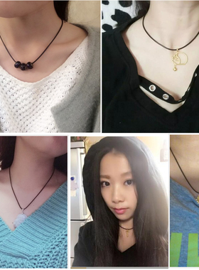 男女项链绳黑色扣蜡皮绳吊坠挂绳