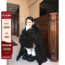 (Town Shop God) COCO fur Play in Tong Toka Import Toscana fur integrated fur straw jacket