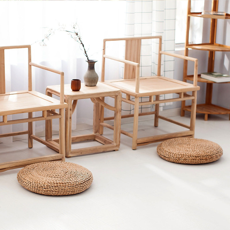 Straw Japanese futon cushion, tatami kneeling cushion, round sitting cushion, rattan removable and washable bay window cushion