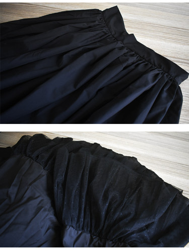 小众设计感蓬蓬拼纱大摆A字伞裙白色高腰半身裙女秋冬中长款百褶 - 图2