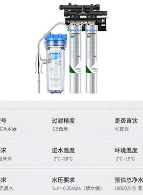 美国爱惠浦MC2净水器双联奶茶店咖啡制冰机大流量直饮商用过滤机