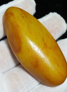 已售53.5克和田玉籽料原石把件天然新疆黄沁洒金皮白玉毛孔清晰