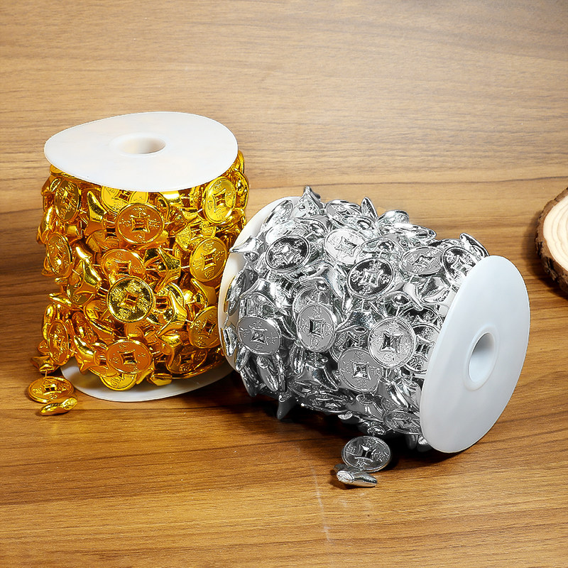 新款手工折纸铜钱元宝链条装饰中秋折塔发财树挂件演出道具摇钱树,淘宝优惠券,粉丝福利购,淘宝优惠卷