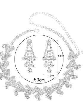 韩国新款镶钻箭头耳环项链轻奢精致小众锁骨链气质高级感百搭饰品