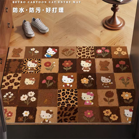 HelloKitty地垫入户门垫室外美式复古丝圈脚垫子门口地毯防滑耐脏,淘宝优惠券,粉丝福利购,淘宝优惠卷