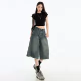 Ретро джинсовая юбка, шорты, летние штаны, подходит для подростков, оверсайз, свободный прямой крой