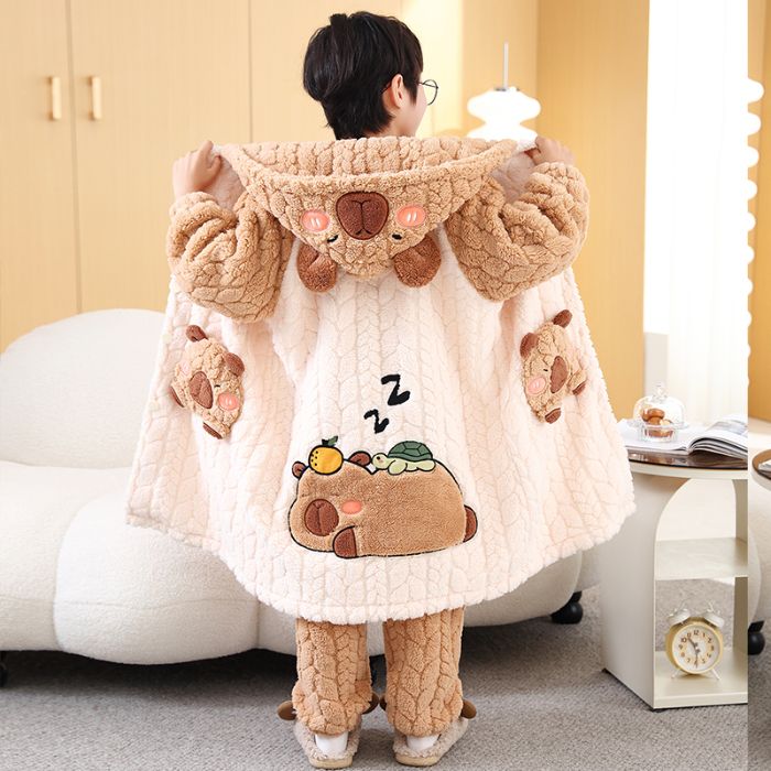 奶龙儿童冬款睡衣睡袍加厚加绒4男孩6男童8珊瑚绒3-5-7-9岁法兰绒 - 图0