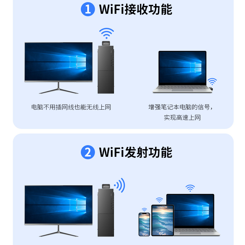 COMFAST 150M无线网卡台式机迷你便携式无线wifi接收器台式电脑笔记本usb随身网络信号发射器多系统兼容701N-图2