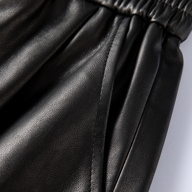 2025秋冬新款海宁真皮皮裤女高腰松紧绵羊皮阔腿短裤气质外穿靴裤,淘宝优惠券,粉丝福利购,淘宝优惠卷