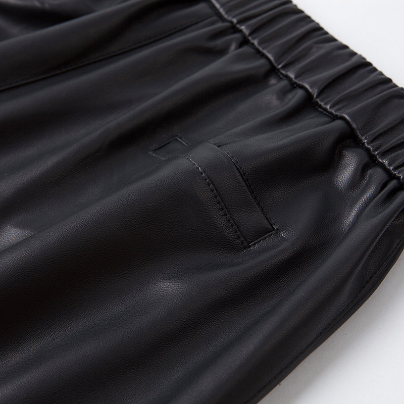 2025新款海宁真皮皮裤女高腰松紧绵羊皮弯刀裤垂感哈伦休闲长裤潮,淘宝优惠券,粉丝福利购,淘宝优惠卷