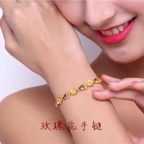 时尚女玫瑰花手环不掉色时尚手链
