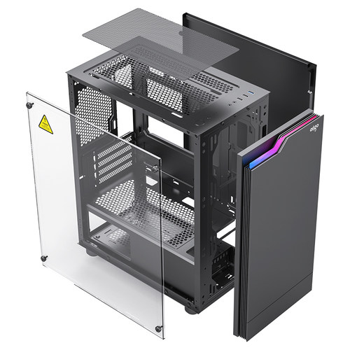 爱国者V13高颜值台式机游戏机箱MATX 240水冷侧透办公家用RGB炫彩 - 图1