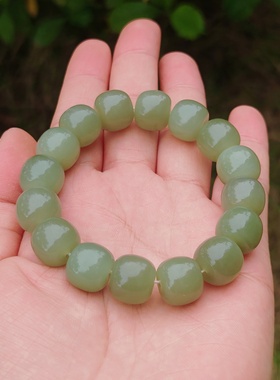 天然和田玉晴水14MM男款手串