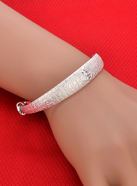 999纯银手镯百福银镯送老人妈妈