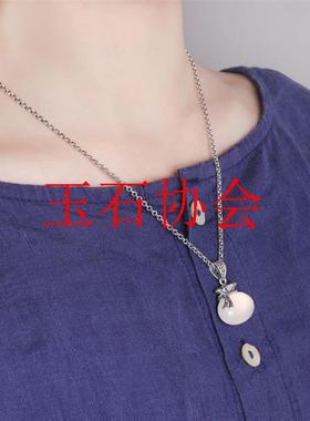 小众玉髓钱袋子银饰镶嵌项链吊坠女生款时尚简约文艺复古饰品送礼