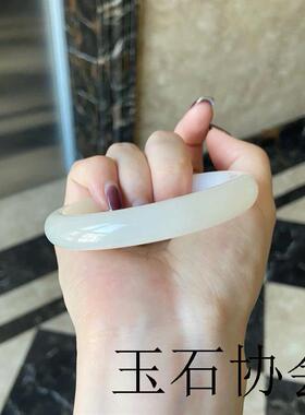 新疆和田玉白玉手镯羊脂白玉圆条