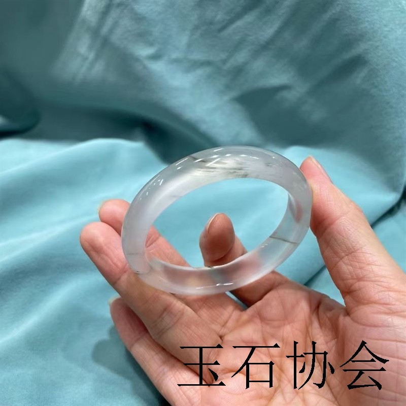 天然金丝玉镯子冰种翡翠手镯女款白月光水沫玉石飘花玻璃种天山翠
