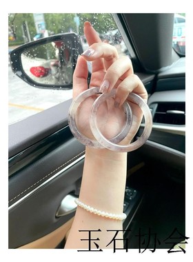 精选新疆金丝玉紫罗兰手镯佘太翠玉石美人镯女戈壁玉飘花镯子送礼