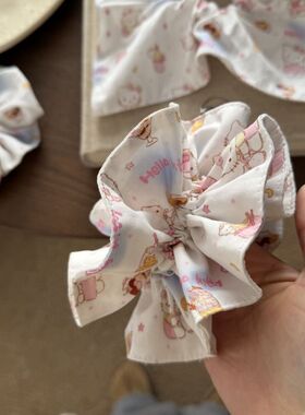 hellokitty方形大肠圈韩系甜美风双层发圈丸子头发绳马尾扎发发饰