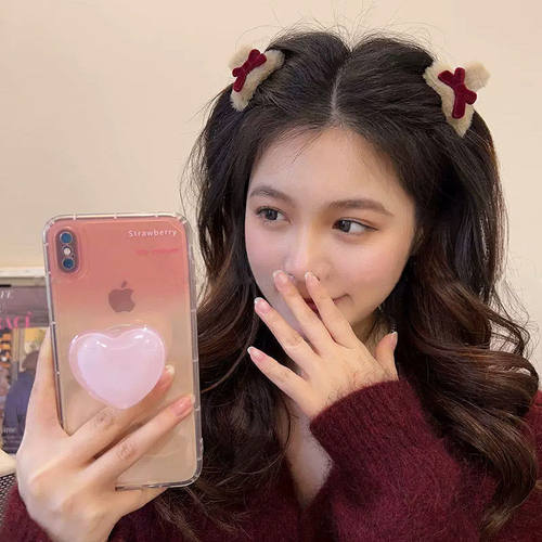 韩系毛绒蝴蝶结mini发夹2025新款高级感外戴百搭小号抓夹盘发夹子 - 图1