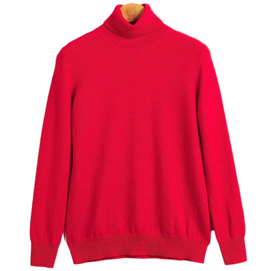 鹿王羊绒衫女士樽高领平针针织套头薄款秋冬新款长袖百搭打底毛衣