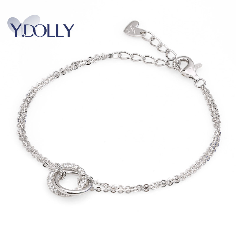 yd925银镶施华洛世奇锆女双层手链 ydolly手链