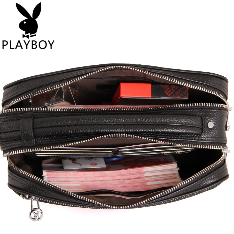 花花公子正品男手拿包头层牛皮男包 花花公子恒信男士包袋