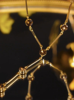 美拉德项链咖色水晶毛衣链长款