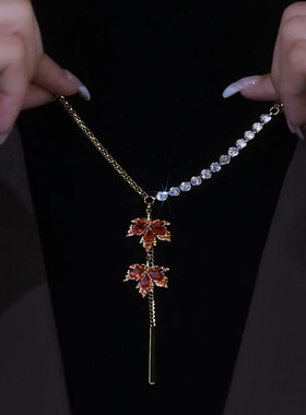 枫叶项链女小众设计高级感轻奢