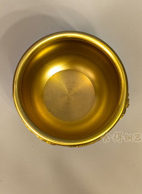 黄铜龙纹缸双龙祥云缸立体浮雕工艺品家用装饰摆件