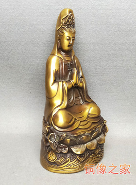 黄铜观世音菩萨双手合十摆件包邮